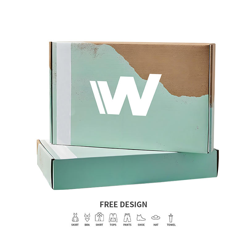 청록색 골판지 의류 포장 상자