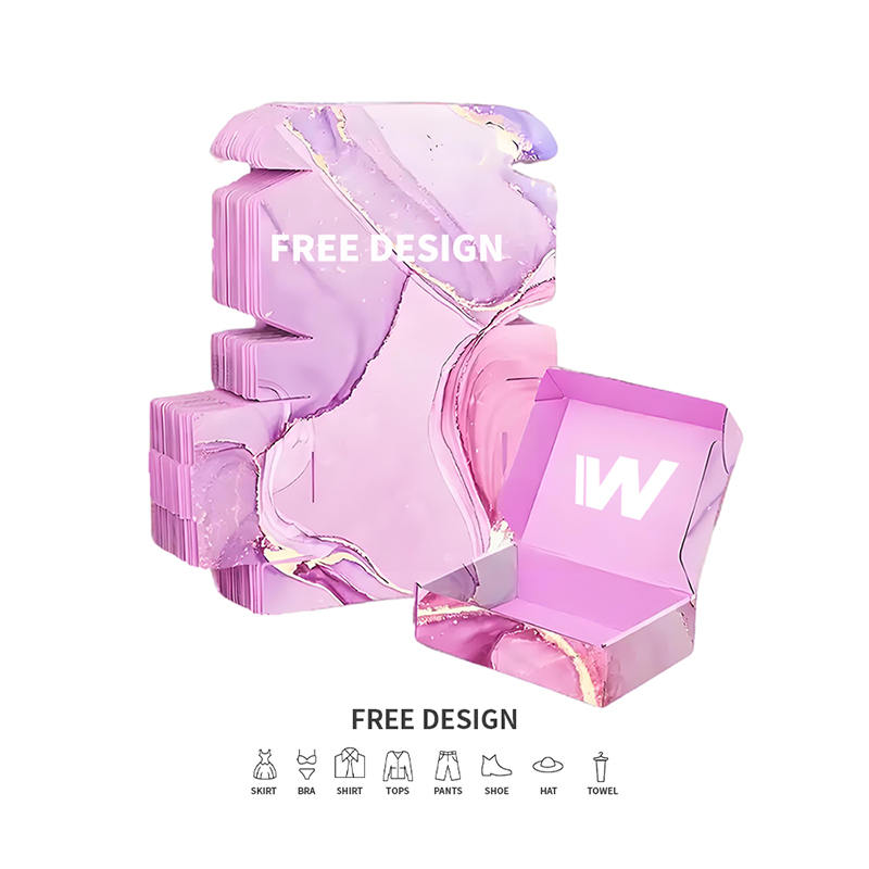 보라색 대리석 골판지 의류 포장 상자