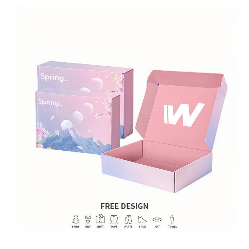 파스텔 그라데이션 골판지 의류 포장 상자